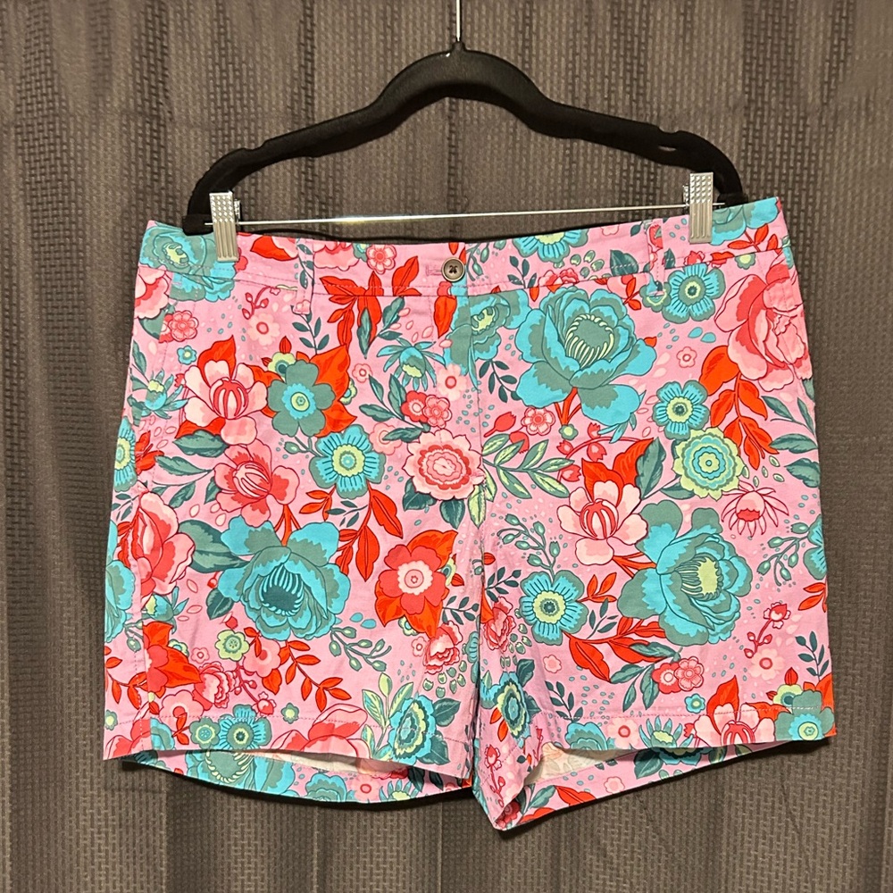 Talbots Relaxed Chino Shorts Floral Sketched Blooms Women’s Petites Size 16P 6” - Picture 3 of 12